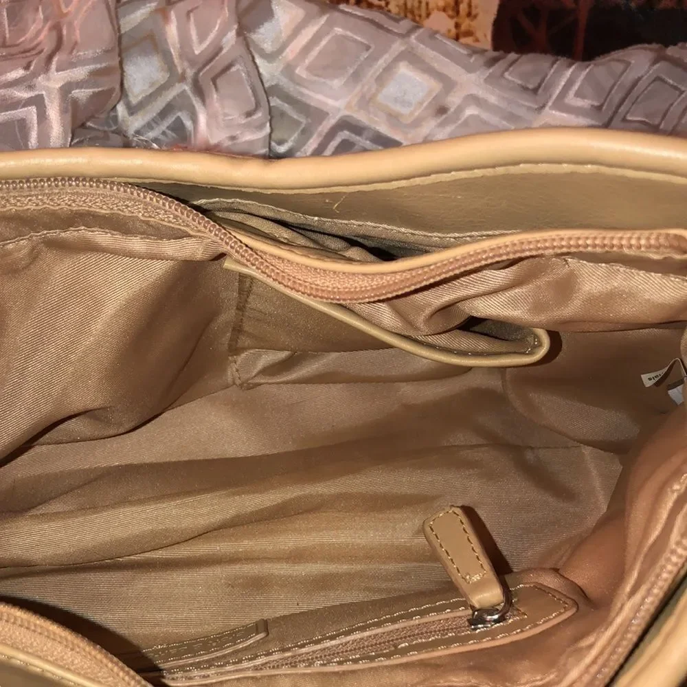 Croft & Barrow Tan Multicolored Faux Leather Straw Hobo Bag